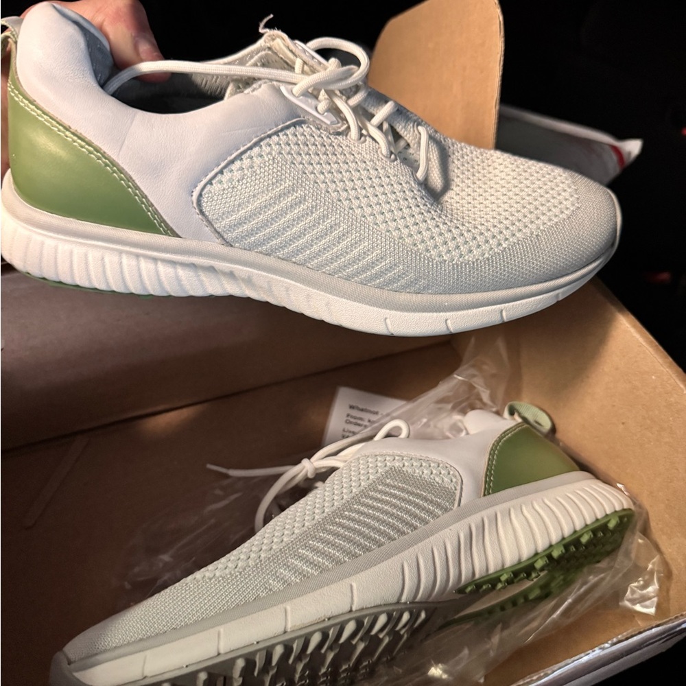 White and Green Men's Athletic Shoes